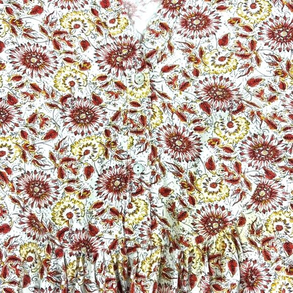 Dex Orange Floral Button LS Top Cheerful Spring Easter Office Flouncy Light XL - Picture 5 of 9